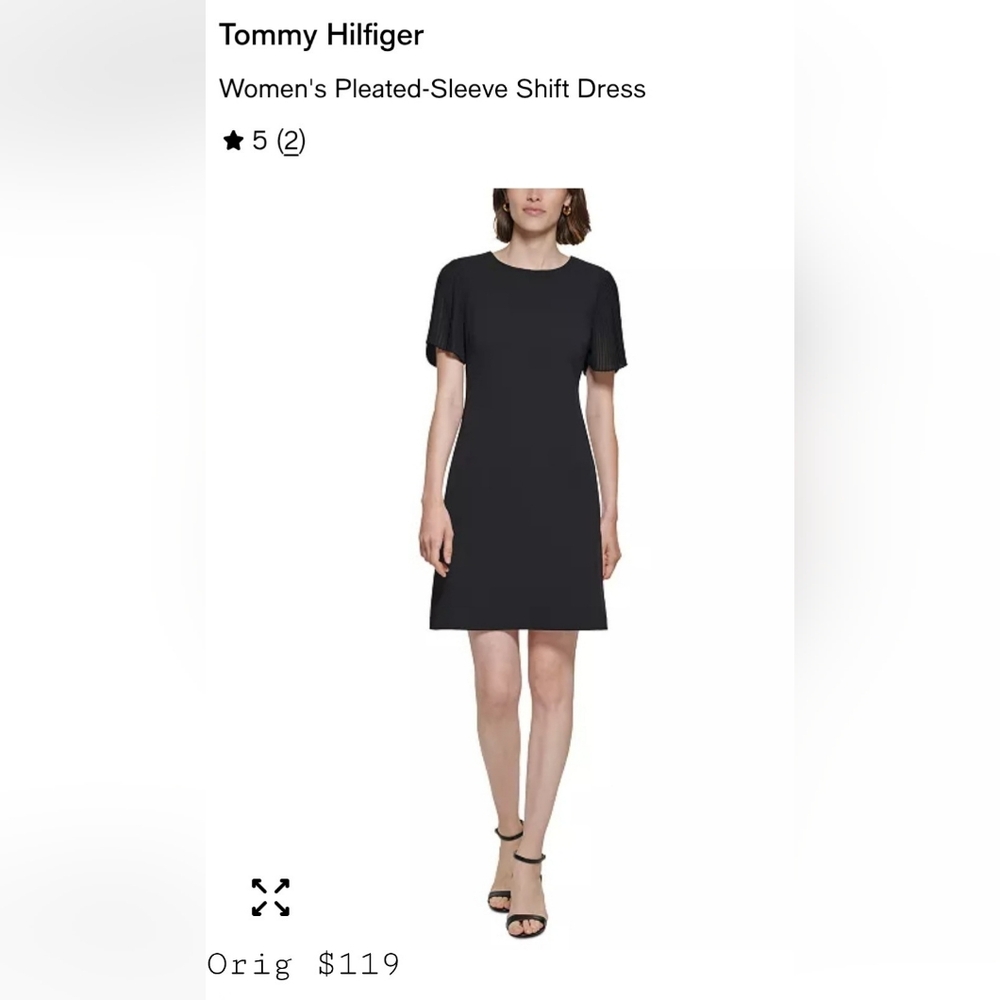 Tommy Hilfiger Black Pleated Sleeve Cocktail Dress - Picture 2 of 10